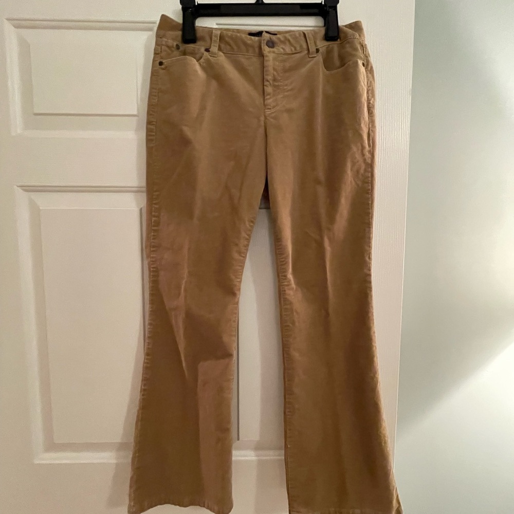 Talbots stretch corduroy light weight carmel color corduroy slacks w/spandex. - Picture 2 of 11